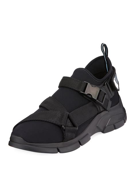 prada buckle strap neoprene sneakers|prada mens tennis shoes.